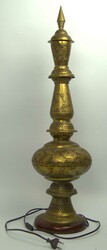 Decorative brass table lamp in an oriental style. Handmade, artfully ...