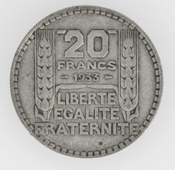 Frankreich 1933, 20 Francs - Silbermünze, KM 879. Erhaltung: ss ...