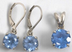 Jewelry set, 925 sterling silver set with blue topaz. Consisting of 1 ...