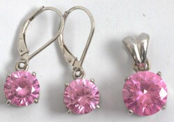 Jewelry set, 925 sterling silver, set with pink gemstone, consisting ...