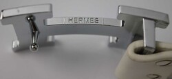 Hermes Ledergürtel, weiss. Länge ca. 110 cm Automatically ...