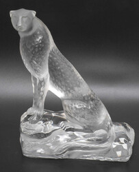 Lalique "Tancrede", Kristall - Figur Gepard, gefrostetes Kristall, ...