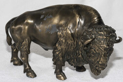 Metall - Figur "Bison", Höhe: ca. 14 cm, Länge: ca. 20 cm. ...