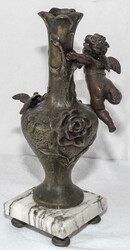 Metall - Vase auf Marmorsockel, mit aufgesetzten und gegossenen ...