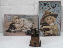 Zwei Blechschilder, Maße: c a. 40,5 cm x ca. 26 cm. Dazu eine alte ...