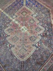 Hand-knotted Oriental rug, Sharabak, with red floral and geometric ...