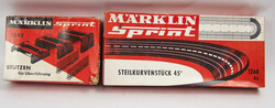 Märklin Sprint, Steilkurvenstück 45-Grad, 1268 sowie Stützen für ...