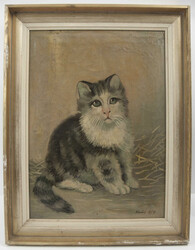 Ölgemälde auf Leinwand "Kätzchen mit großen, melancholischen ...