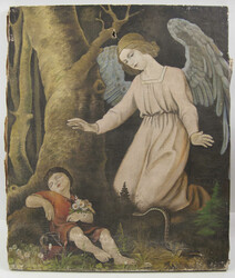 Ölgemälde auf Leinwand "Engel bewacht schlafenden Jungen" ...