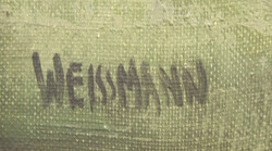 Ölgemälde auf Leinwand "idyllische Szene mit Bergen, Tannenwald und ...