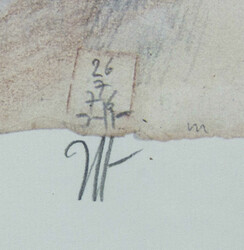 Horst Janssen, Reproduktion "Grünen Stillebens" hinter Glas gerahmt. ...