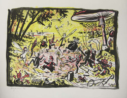 2 Kunstdrucke, dabei Horst Janssen, Höhe ca. 47,5 cm, Länge ca. 59 ...