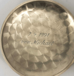 Taschenuhr Fa. Wempe, vergoldet, Innendeckel mit Gravur. In Original ...