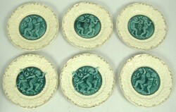 6 antike Villeroy &amp; Boch, Majolika Teller, alle mit Prägemarke. ...