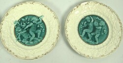 6 antike Villeroy &amp; Boch, Majolika Teller, alle mit Prägemarke. ...