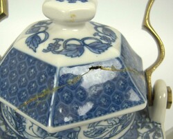 Vintage Delphin China Dynasty, blaue sechseckige Porzellan Teekanne ...