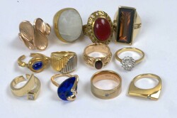 Lot Modeschmuck Ringe, vergoldet, verschiedene Modelle.  ...