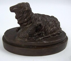 Tierskulptur bronziert "Schaf mit Lamm", Länge ca. 18 cm, Breite ca. ...