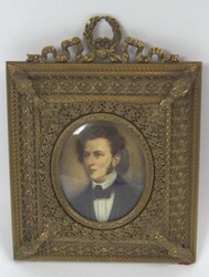 Antike Miniaturmalerei im filigranem Rahmen aus Messing ...