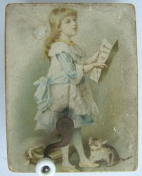 antike Spieldose mit Musikspielwerk, bunt lithografiert "Mädchen mit ...