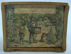 antike Spieldose mit Musikspielwerk, bunt lithografiert "Mädchen mit ...