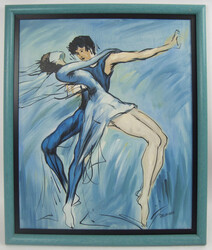 Gemälde auf Platte "Tanzpaar in einer dynamischen Pose" expressiver, ...