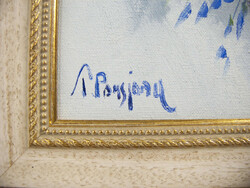 Ölgemälde auf Leinwand "Bouquet aus weißen Gänseblümchen und ...