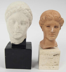 2 Büsten, dabei 1 Büste einer antiken griechischen Frau, Höhe ca. ...