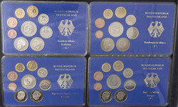 BRD 1975 D, F, G, J, Kursmünzensätze, 12,68 DM, Erhaltung: PP.
