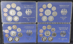 BRD 1976 D, F, G, J, Kursmünzensätze, 12,68 DM, Erhaltung: PP.