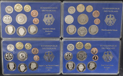 BRD 1990 D, F, G, J, Kursmünzensätze, 12,68 DM, Erhaltung: PP.
