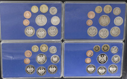 BRD 1990 D, F, G, J, Kursmünzensätze, 12,68 DM, Erhaltung: PP.