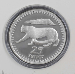 Mongolei 1987, 25 Tugrug Silber - Gedenkmünze "Schneeleopard". ...