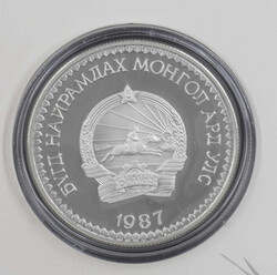 Mongolei 1987, 25 Tugrug Silber - Gedenkmünze "Schneeleopard". ...