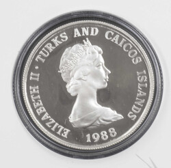 Turks & Caicos 1988,1 Crown Silber - Gedenkmünze "Leguan". ...