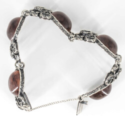 Vintage-Perli-Bernstein-Armband aus 800er Silber im Brutalismus-Stil, ...