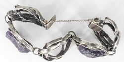 Vintage-Amethyst- Armband aus 800er Silber im Brutalismus-Stil, ...