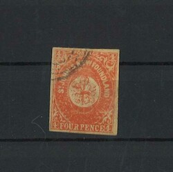 Newfoundland 1860, MiNr. 4b, cancelled. Full margins! Beautiful piece.