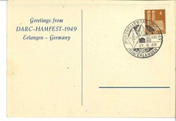 Postkarte DARC Kurzwellentagung Erlangen 1949, ...