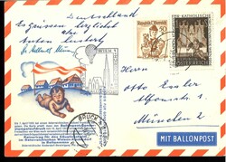 Ballonpostflug 1955 Österreich "Für das Kinderdorf Rottenmann" ...