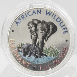 Sambia 1999, 5000 Kwacha - Silbermünze "Afrikanischer Elefant". ...