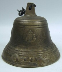 antike Glocke, wohl Kirchenglocke. Auf der vorderseite christliches ...