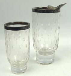 handgeschliffener Kristall Cocktail Krug mit 835er Silber Ring, wohl ...