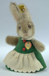 Steiff Betthupferl Hase 3173/15 mit silbernem Knopf, Schild und Fahne ...