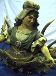 antikes deutsches Lüsterweibchen, Vier-Licht Kronleuchter aus Geweih ...