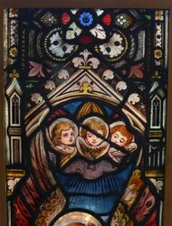 1 kunstvolles antikes Buntglasfenster, Bleiverglast mit christlichen ...