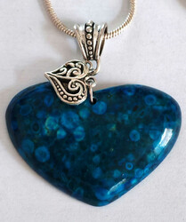 925 sterling silver necklace with a large heart pendant. Length ...