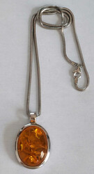 925 sterling silver pendant with a large amber stone on a chain. ...
