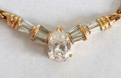 925 sterling silver necklace, made in Italy, gold-plated with rock ...