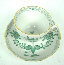 Meissen, Mokkatasse Motiv Indische Malerei grün, im Original Karton. ...